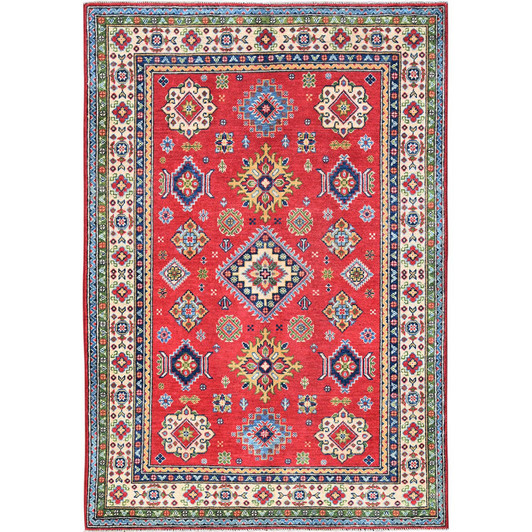 Kazak Wool Hand Knotted Rug Red 4.0x6.0 -O0359