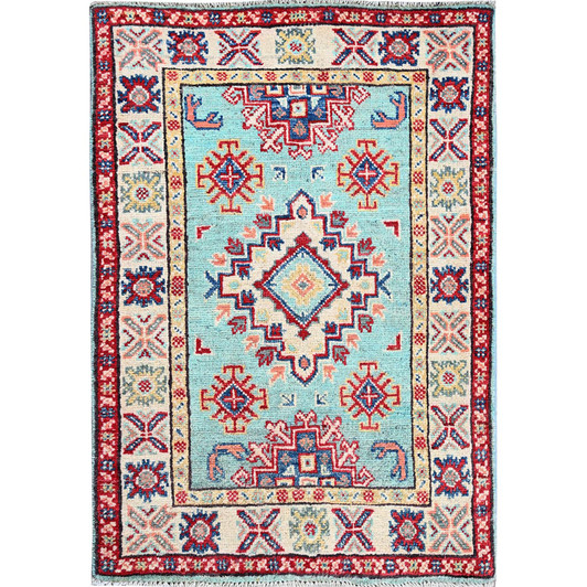 Kazak Wool Hand Knotted Rug Blue 2.1x3.0 -O0365