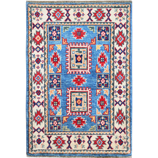 Kazak Wool Hand Knotted Rug Blue 2.0x2.11 -O0376
