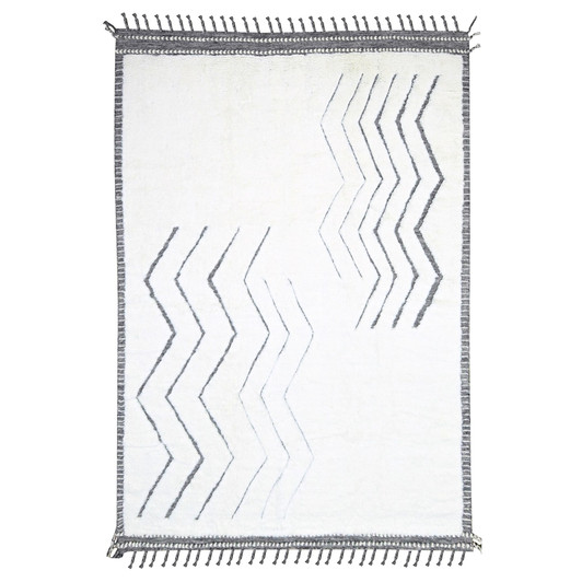 Modern and Contemporary Wool Hand Knotted Rug Ivory 9.2x12.1 -O076222