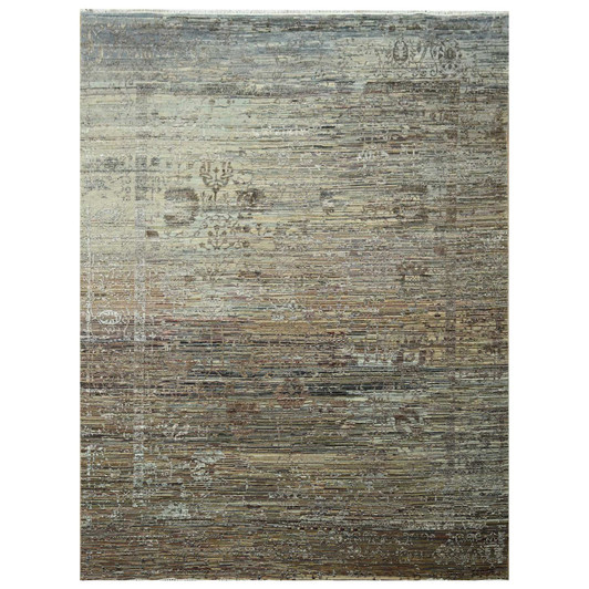 Modern and Contemporary Wool & Silk Hand Knotted Rug Brown 8.10x11.11 -O076337
