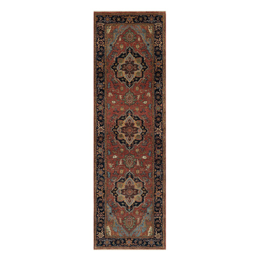 Heriz Wool Hand Knotted Rug Red 2.6x8.3 -O091384