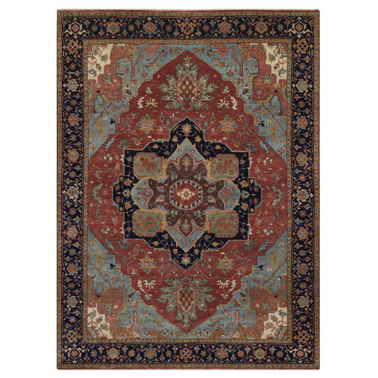 Heriz Wool Hand Knotted Rug Red 8.11x12.2 -O091396