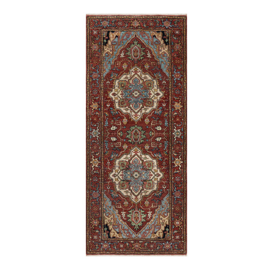 Heriz Wool Hand Knotted Rug Red 2.8x6.2 -O091371