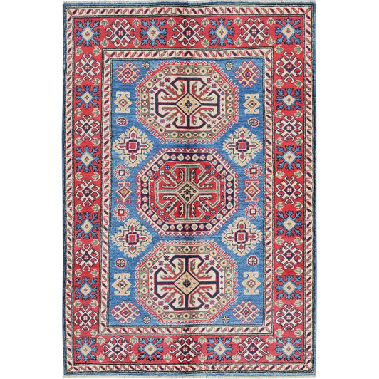 Kazak Wool Hand Knotted Rug Blue 4.1x6.0 -O0423