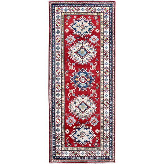 Kazak Wool Hand Knotted Rug Red 2.6x6.3 -O0436