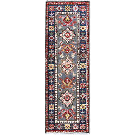 Kazak Wool Hand Knotted Rug Grey 1.11x5.11 -O0507