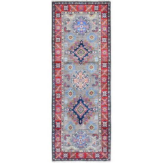 Kazak Wool Hand Knotted Rug Grey 2.2x6.2 -O0513
