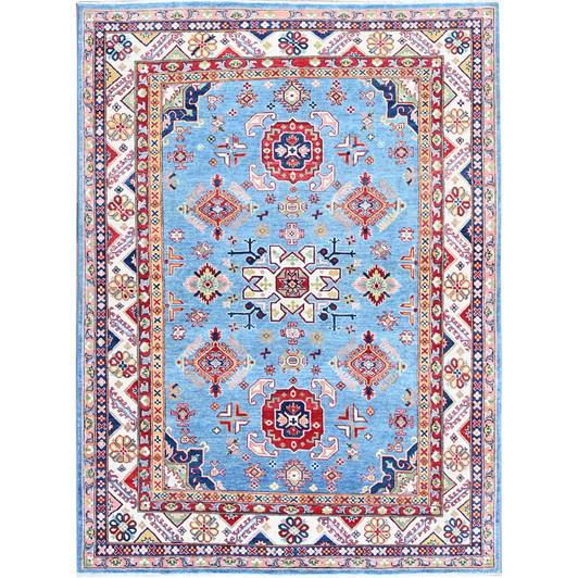 Kazak Wool Hand Knotted Rug Blue 6.2x8.7 -O0535