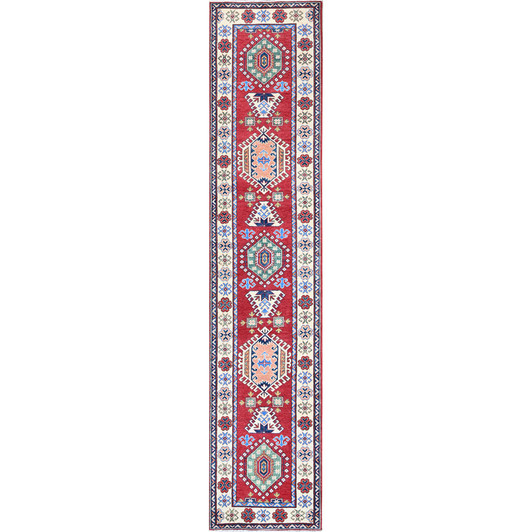 Kazak Wool Hand Knotted Rug Red 2.9x13.1 -O0542
