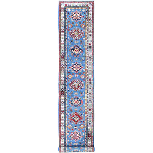Kazak Wool Hand Knotted Rug Blue 2.10x15.11 -O0544