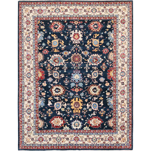 Heriz Wool Hand Knotted Rug Blue 9.0x11.7 -O0317
