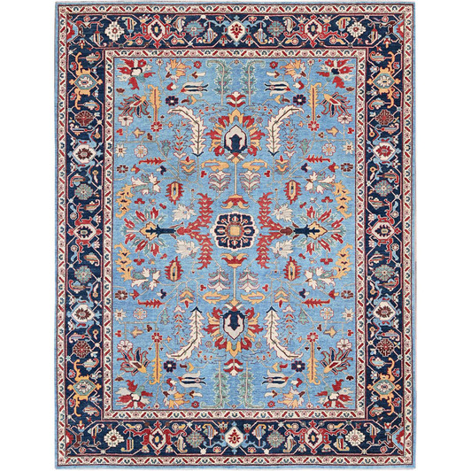 Heriz Wool Hand Knotted Rug Blue 9.2x11.8 -O0318