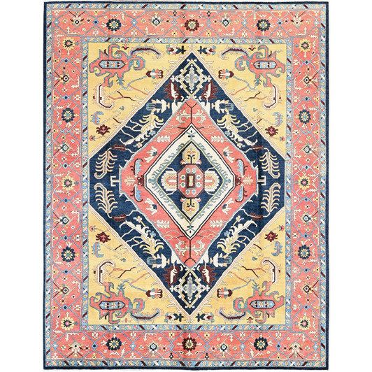 Heriz Wool Hand Knotted Rug Blue 9.0x11.8 -O0322