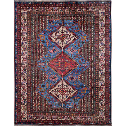 Kazak Wool Hand Knotted Rug Blue 9.5x12.1 -O0547