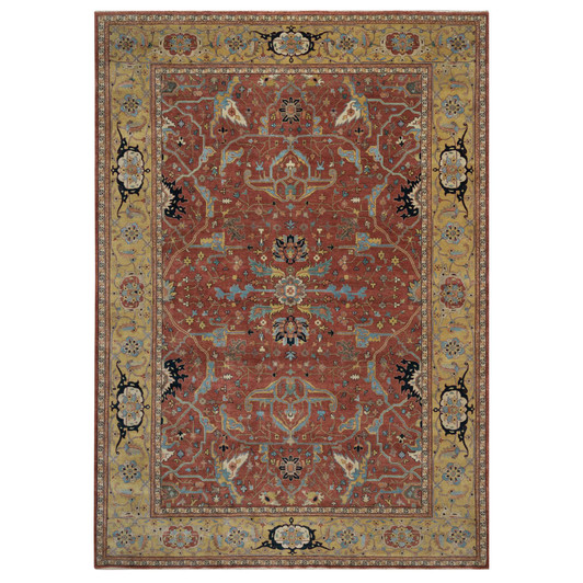 Heriz Wool Hand Knotted Rug Red 10.1x14.2 -O091402