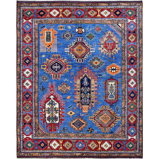 Kazak Wool Hand Knotted Rug Blue 8.1x9.10 -O0552