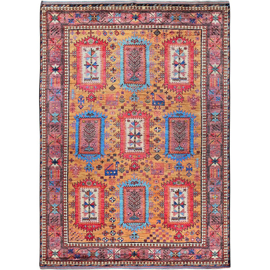 Kazak Wool Hand Knotted Rug Brown 6.0x8.6 -O0579
