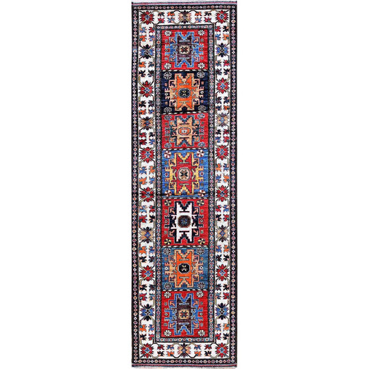 Kazak Wool Hand Knotted Rug Red 2.10x9.8 -O0618