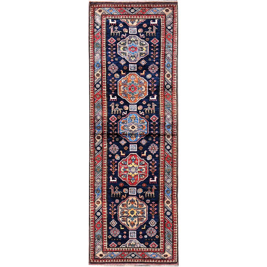 Kazak Wool Hand Knotted Rug Blue 2.9x8.4 -O0621