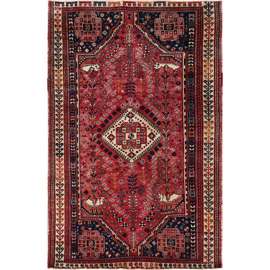 Overdyed & Vintage Wool Hand Knotted Rug Red 5.2x7.10 -O0811