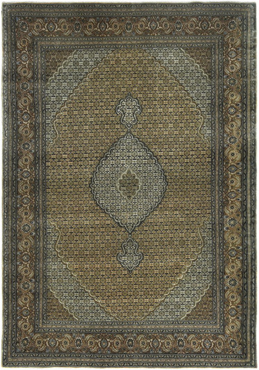 Persian Tabriz Mahi Wool & Silk Handknotted Rug 6'05" X 9'07" -Art70704