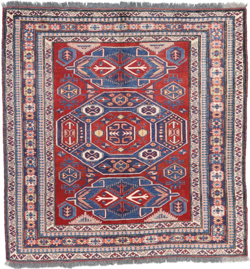 Caucasian Collection Kazak Design Handknotted Rug 6'04" X 6'04" -Art94162