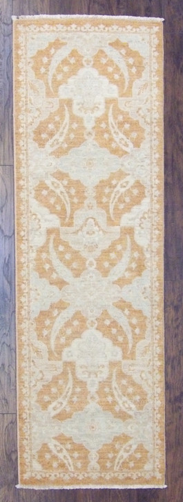 Oushak Chobie White Wash Natural-dye 2'6"x8'0" Hand-knotted Rug -w437