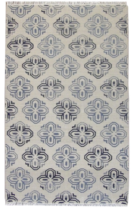 Coastal Flat-Weave Indoor/Outdoor Beach 5'0"x8'0" Hand-knotted Rug -W812