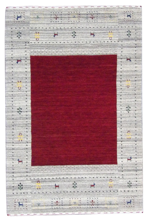 Gabbeh Loom-Knotted 3'0"x5'0" Loom-knotted Rug -w11077