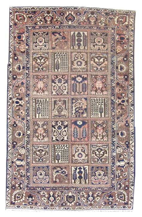 Antique Persian Bakhtiyari 5'0"x8'0" Hand-knotted Rug -W785