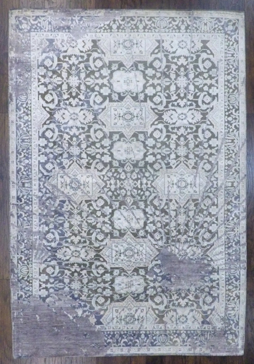 Modern Fine Abstract Oxidized Silk 6'0"x9'0" Hand-knotted Rug -w11310