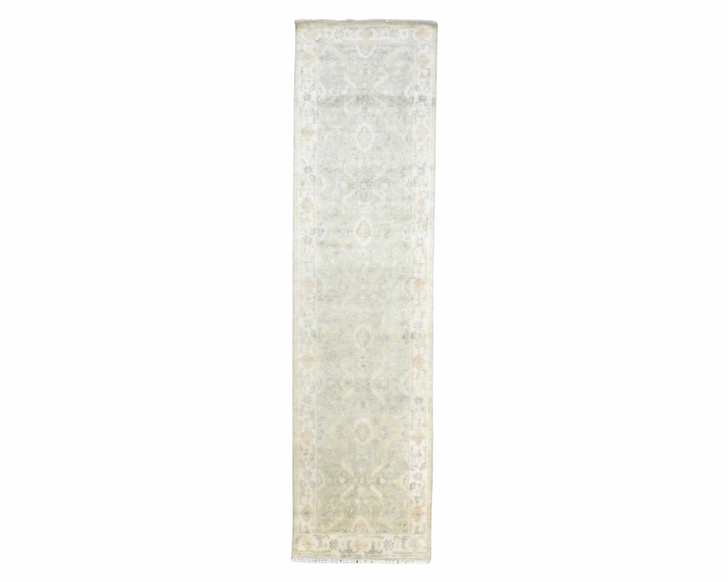 Turk Oushak White Wash 3 x 12 Hand knotted Rug - w551