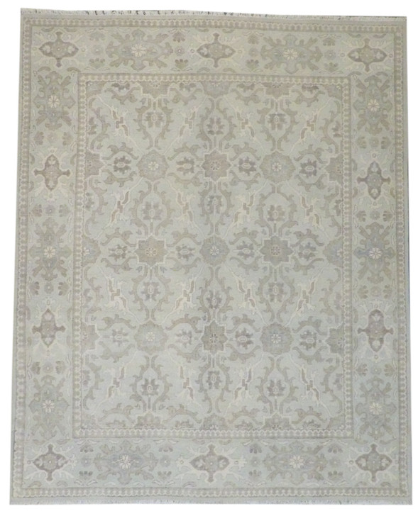 Khotan Oushak White Wash 8'0"x10'0" Hand-knotted Rug -w11353