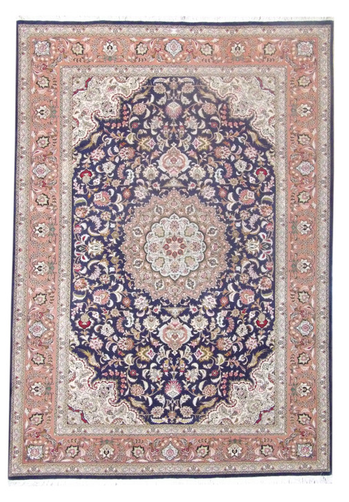 Fine Persian Qum 7'0"x10'0" Hand-knotted Rug -w1043