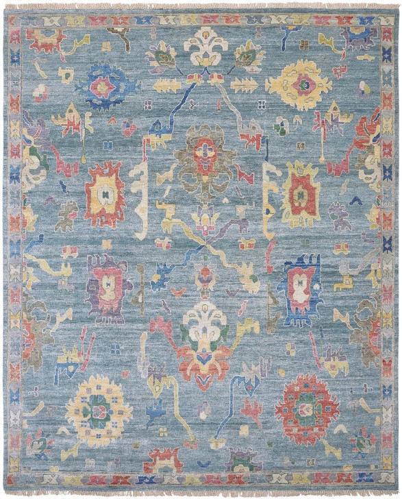 Hand knotted Wool & Silk Oushak Rug KAA8970