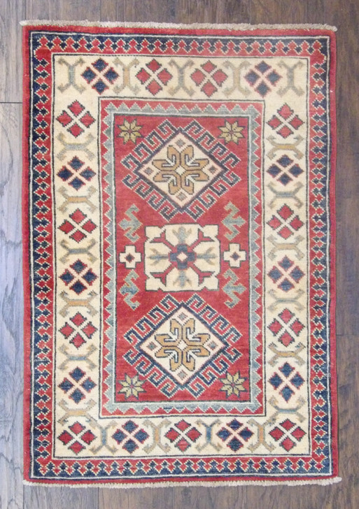 Tribal Super Kazak Natural-dye 2'0"x4'0" Hand-knotted Rug -w545