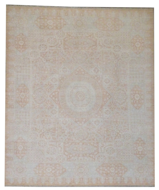 Oushak Mamluk White Wash 8'0"x10'0" Hand-knotted Rug -w998