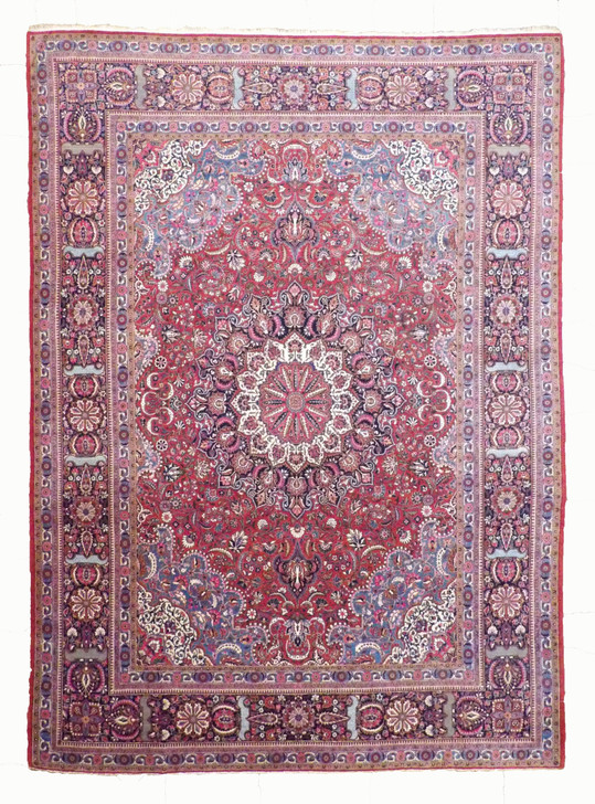 Fine Antique Persian Tabriz Size: 10'0'' x 14'0'' Hand-knotted Rug - con6