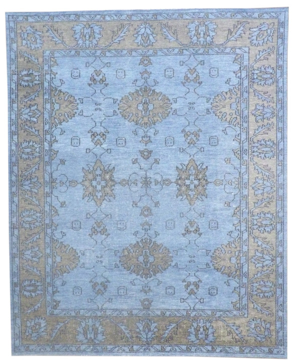 Oushak Tribal Overdye Ziegler Silver Wash 8'0"x10'0" Hand-knotted Rug -w979