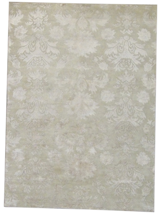 Modern Carved Floral Design 5'0"x8'0" Hand-knotted Rug -W11066