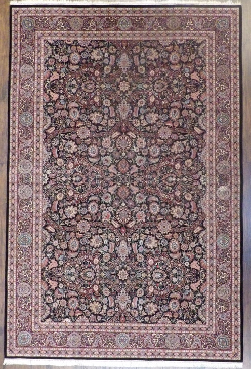 Fine Sino Persian Kashan  Hand knotted Wool/Silk Rug 6'0" x 9'0" - w896