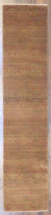 Transitional Damask Carved 2'6"x12'0" Hand-knotted Rug -w694