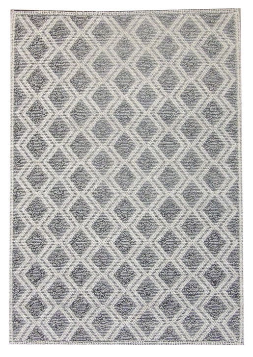 Natural Breaded Geometrical Design 5'0"x8'0" Hand-knotted Rug -W11132