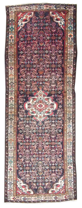 Antique Persian Hamadan 4'0x11'0" Hand-knotted Rug -W1173