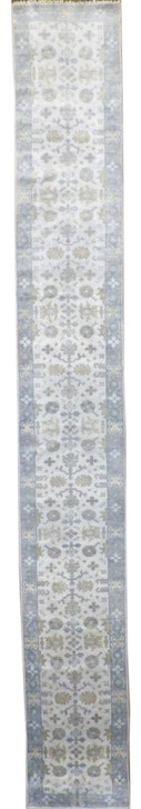 Turk Oushak Silver Wash 2'6"x20'0" Hand-knotted Rug -W1189