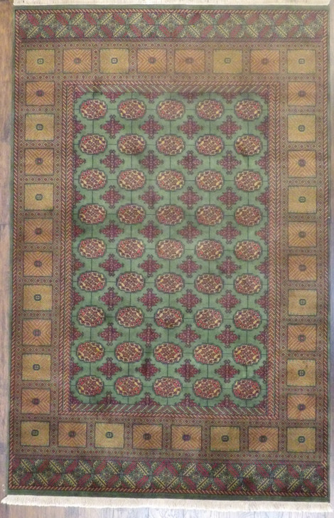 Tribal Bokhara Elephant Foot Design 6'0"x9'0"  Hand-knotted Rug -W891