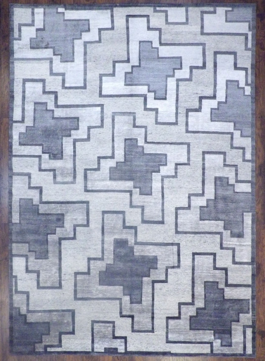 Modern Geometrical 10'0"x14'0" Hand-knotted Rug -CON-A8