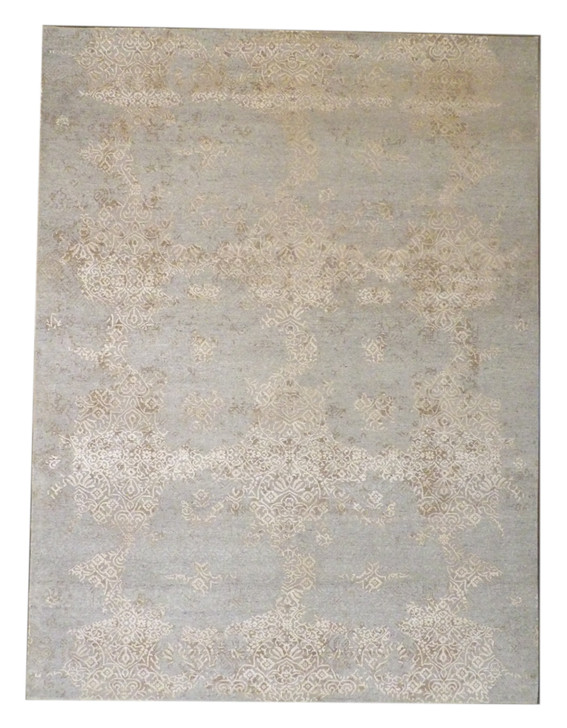 Transitional Broken Design Hand Carved 9'0"x12'0" Hand-knotted Rug -W773