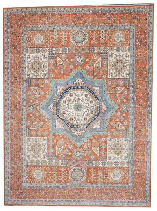 Mamluk Oushak Natural-dye 9'0"x12'0" Hand-knotted Rug -w11378